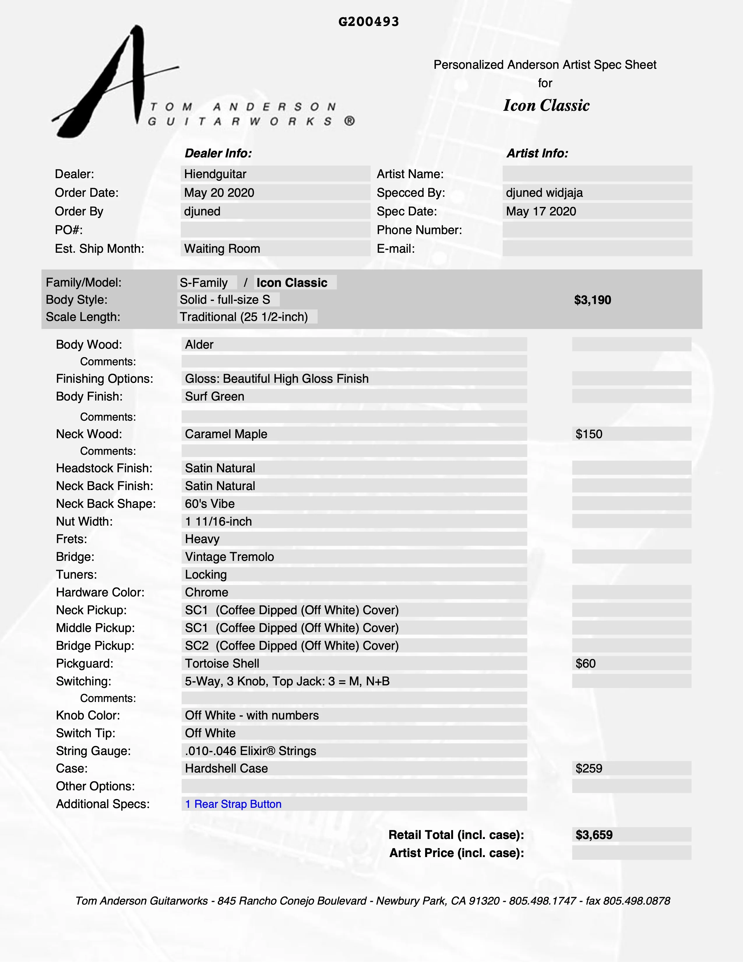 Anderson Icon Classic Surf Green * 09-23-22N * - Image 12