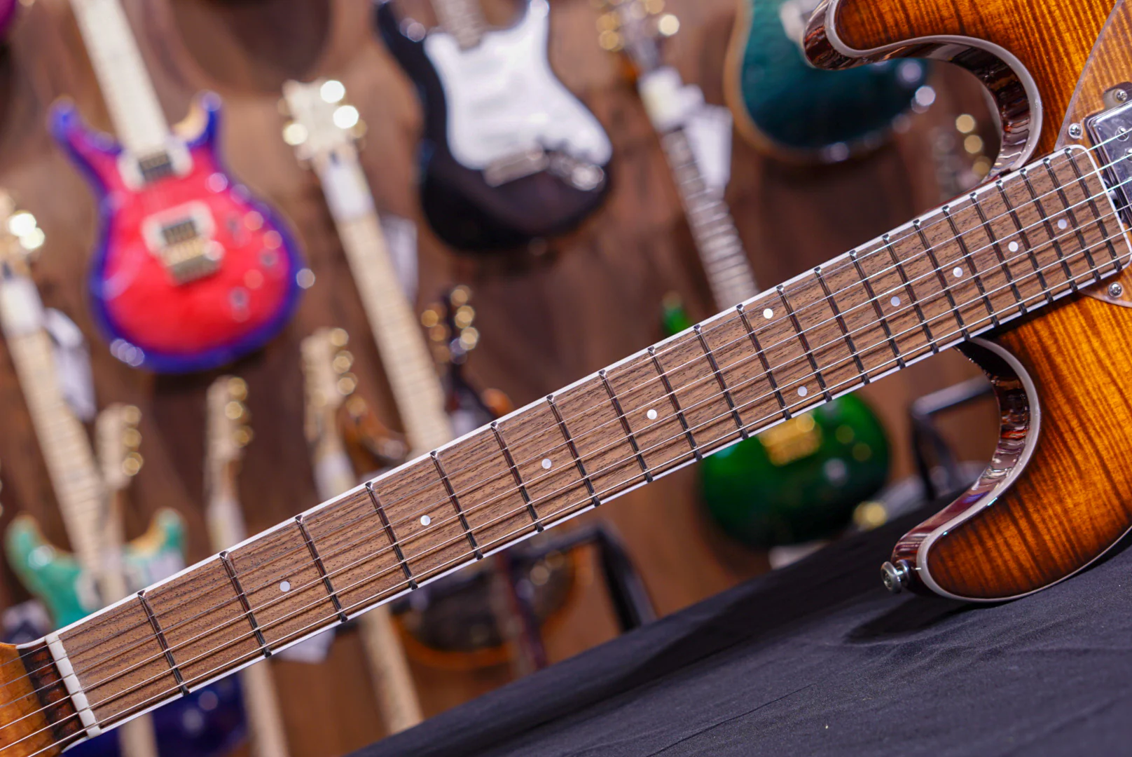 Ernie Ball Music Man Steve Morse HH BFR - Caramel Burst Flame G86051 - Image 5