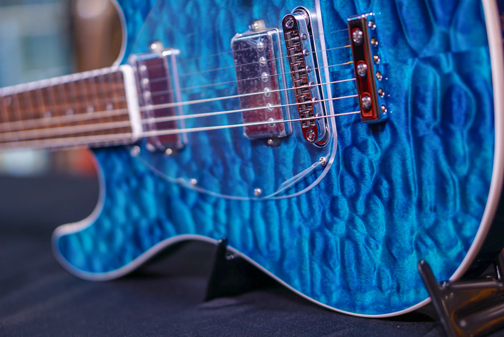 Ernie Ball Music Man Steve Morse Bfr Limited Namm17 Quilt Tahitian Blue - Image 10