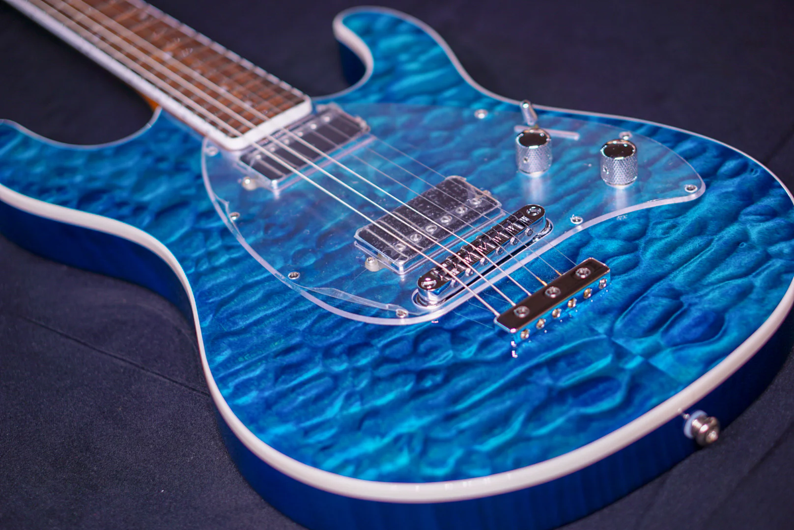 Ernie Ball Music Man Steve Morse Bfr Limited Namm17 Quilt Tahitian Blue - Image 13
