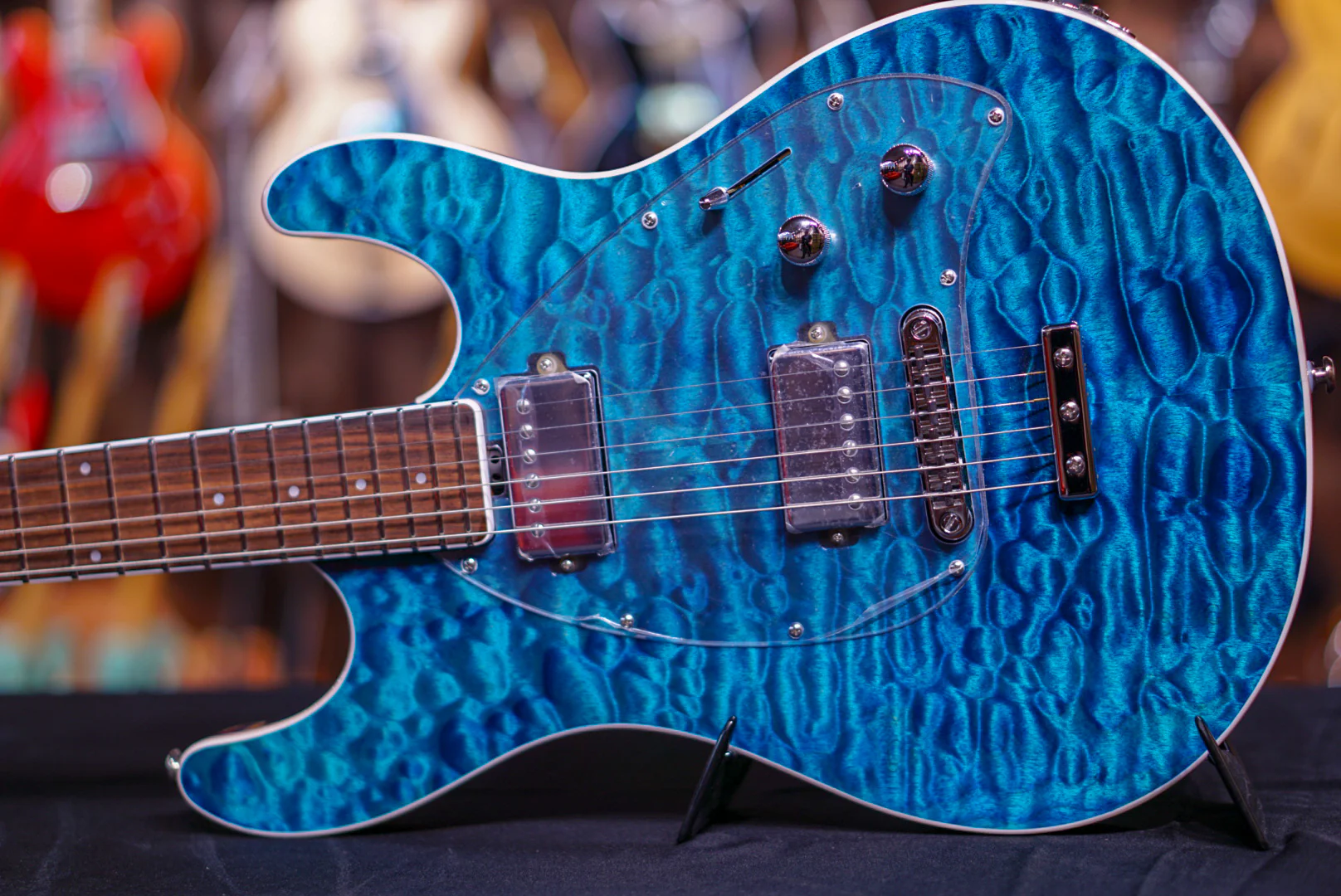 Ernie Ball Music Man Steve Morse Bfr Limited Namm17 Quilt Tahitian Blue - Image 14