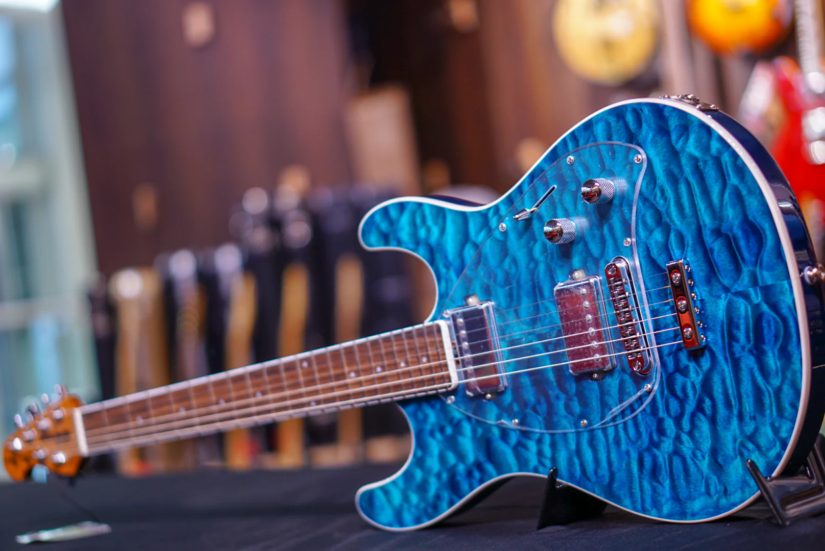 Ernie Ball Music Man Steve Morse Bfr Limited Namm17 Quilt Tahitian Blue - Image 15