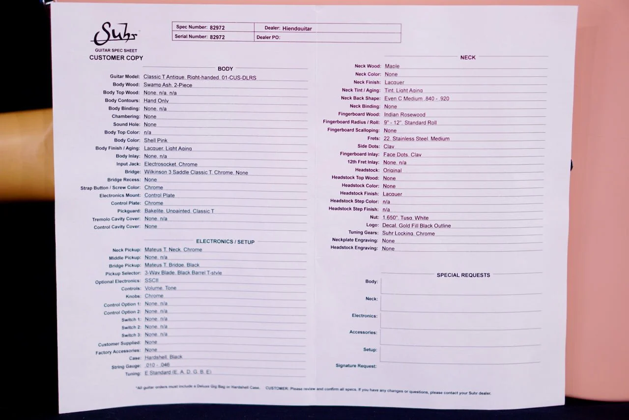 Suhr Classic T Antique Custom Shell Pink 82972 - Image 8