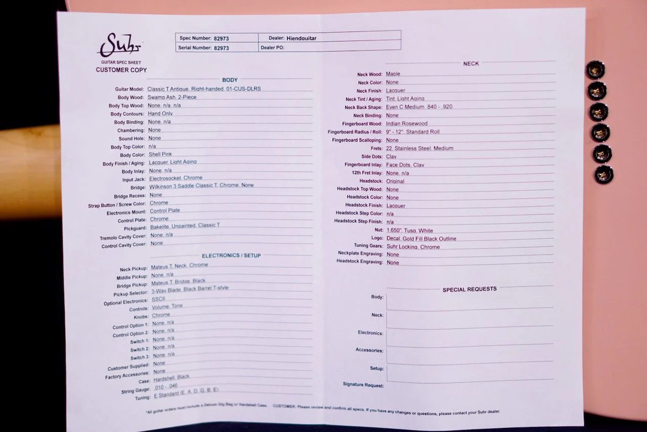 Suhr Classic T Antique Custom Shell Pink 82973 - Image 8