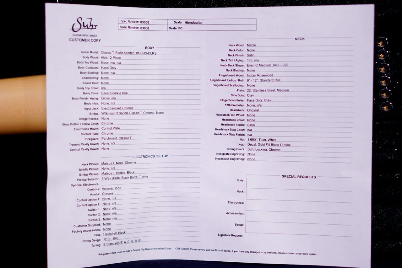 Suhr Classic T Custom Silver Sparkle Drip 83008 - Image 8