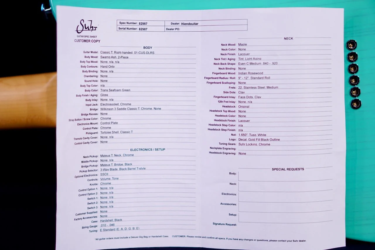 Suhr Classic T Custom Trans Seafoam Green 82987 - Image 8
