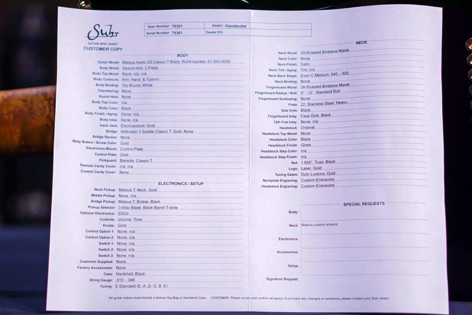 Suhr Mateus Asato Signature Classic T 79361 - Image 11