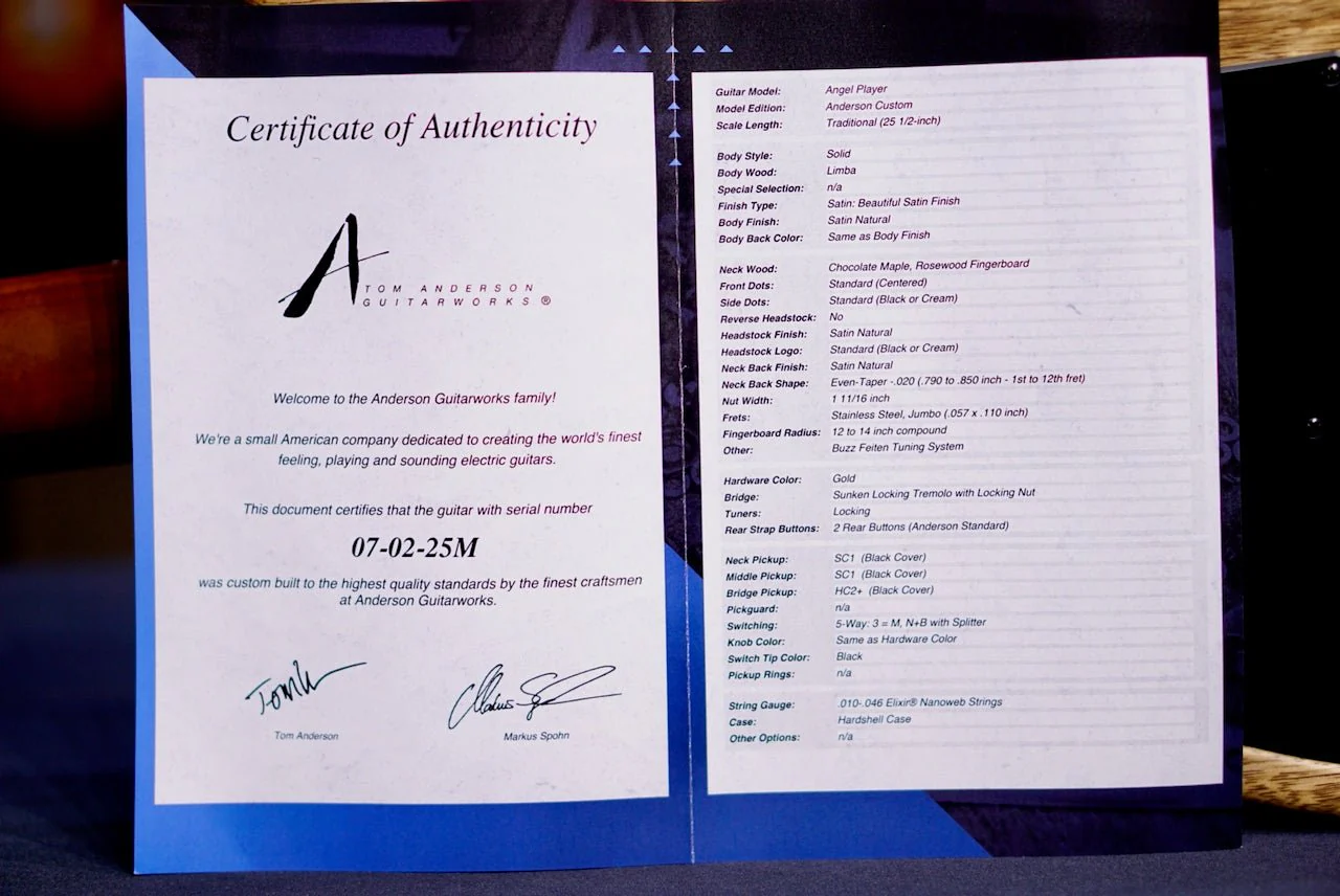 Tom Anderson Angel Player * 07-02-25M * Black Limba Satin Natural - Image 8