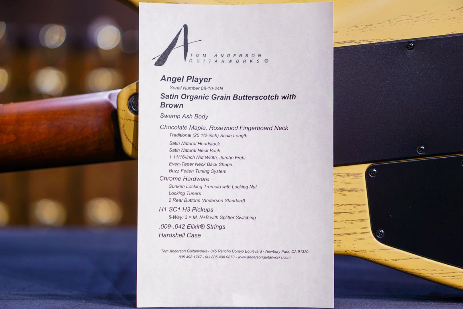 Tom Anderson Angel Player Satin Organic Grain Butterscotch with Brown * 08-10-24N * - Image 10