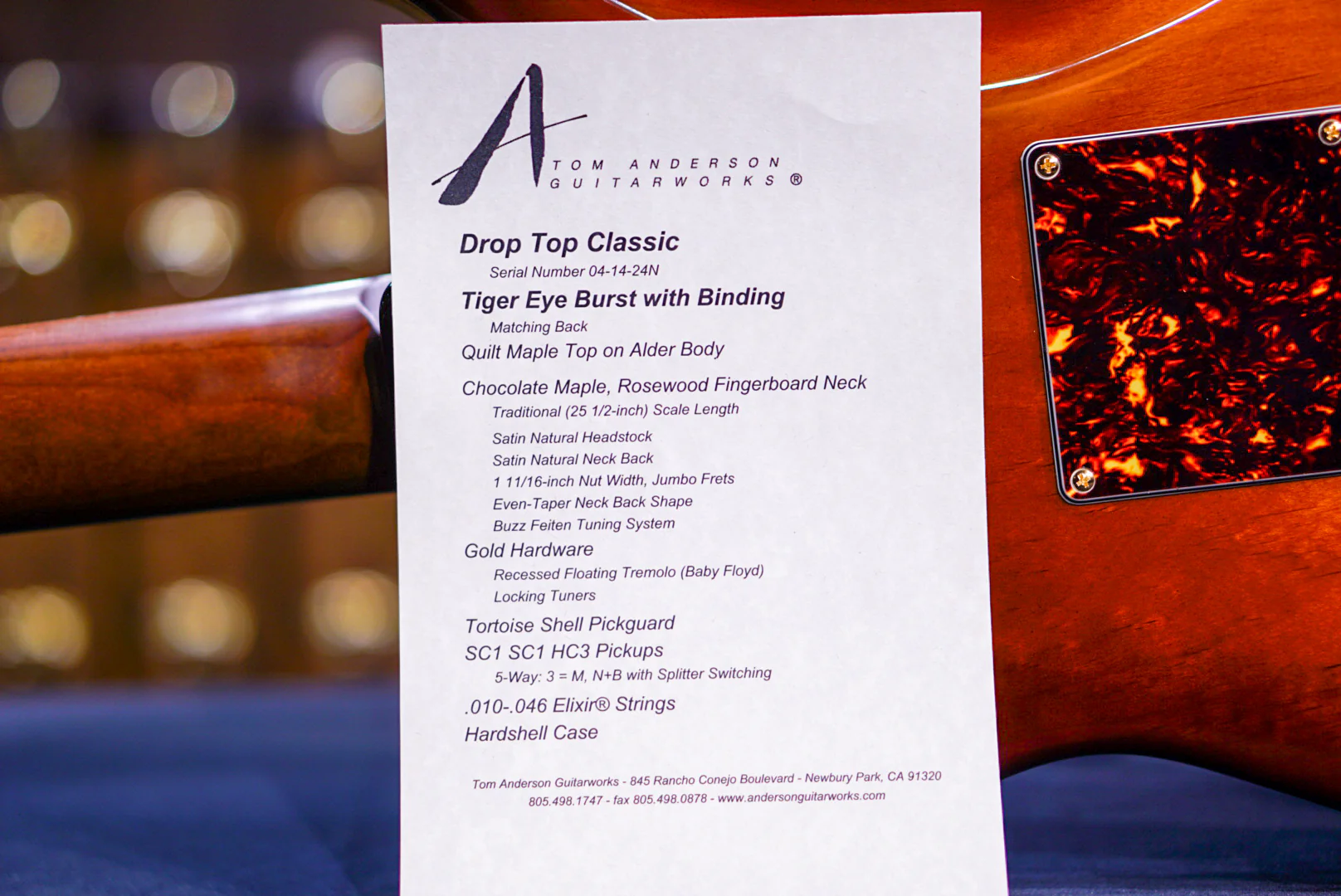 Tom Anderson Drop Top Classic Tiger Eye Burst  * 04-14-24N * - Image 10