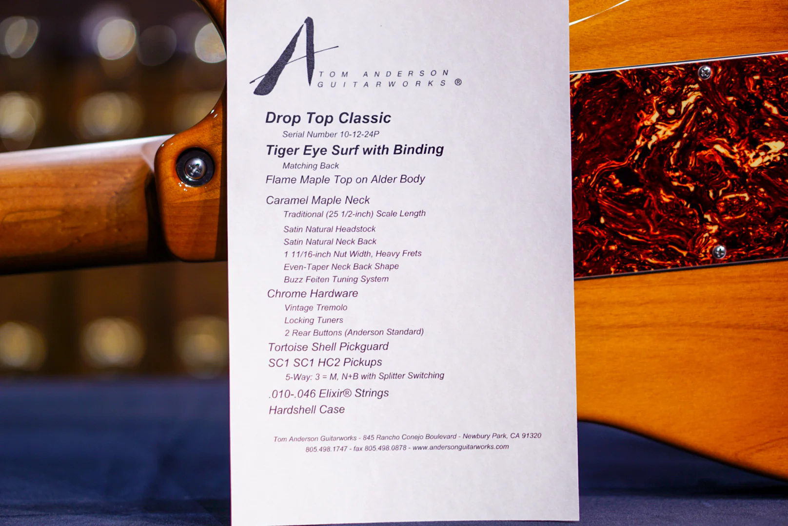 Tom Anderson Drop Top Classic Tiger Eye Surf * 10-12-24P * - Image 10