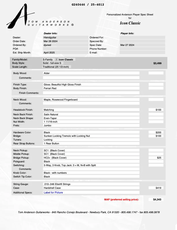 Tom Anderson Icon Classic * 04-15-25N * Ferrari Red - Image 11