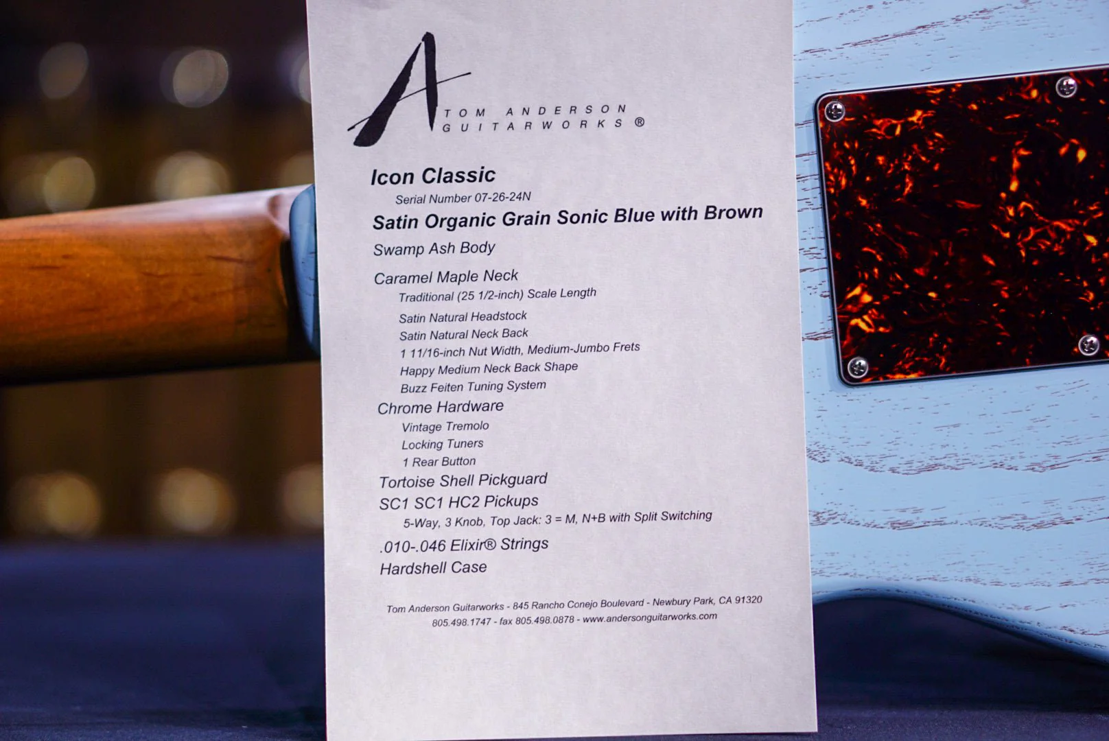 Tom Anderson Icon Classic Satin Organic Grain Sonic Blue with Brown * 07-26-24N * - Image 10