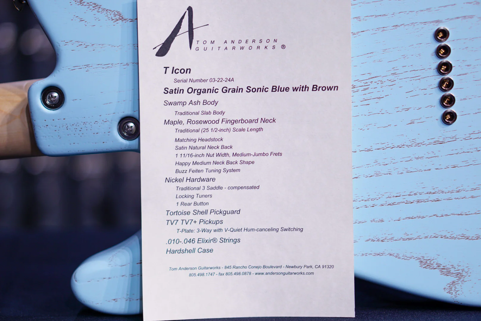 Tom Anderson T Icon Satin Organic Grain Sonic Blue With Brown 03-22-24A - Image 6