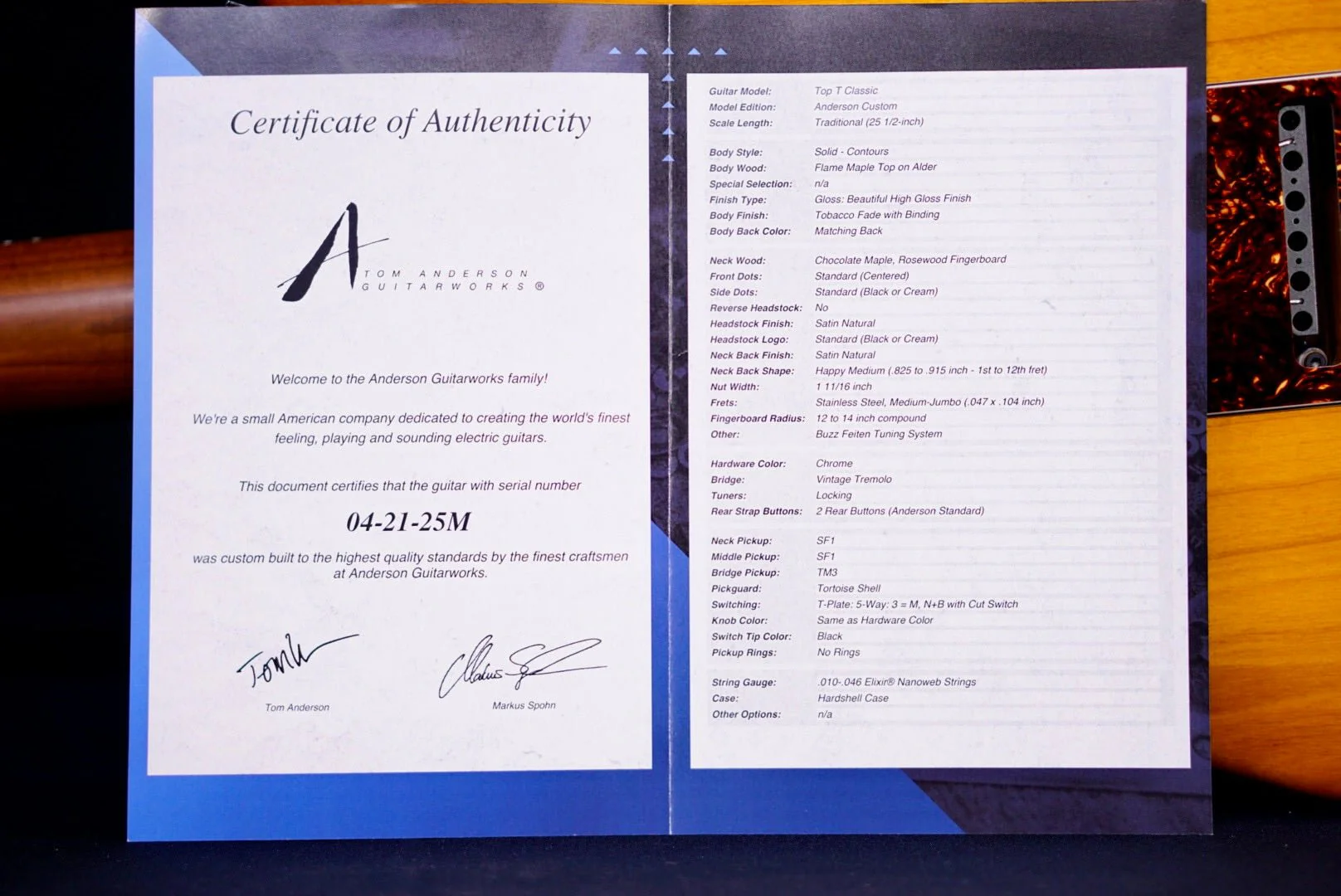 Tom Anderson Top T Classic Contoured * 04-21-25M * Tobacco Fade - Image 8